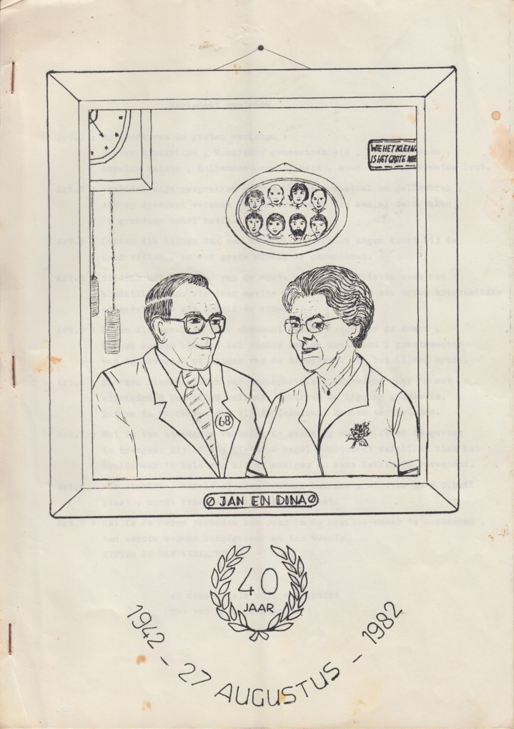 booklet for the 40th wedding anniversary of Jan and Dina