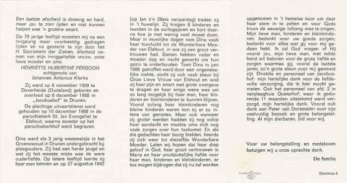 bidprentje Henriëtte (Dina) Persoon (Drunen)