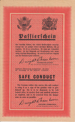 geallieerd pamflet Safe Conduct (Passierschein, Eisenhower)