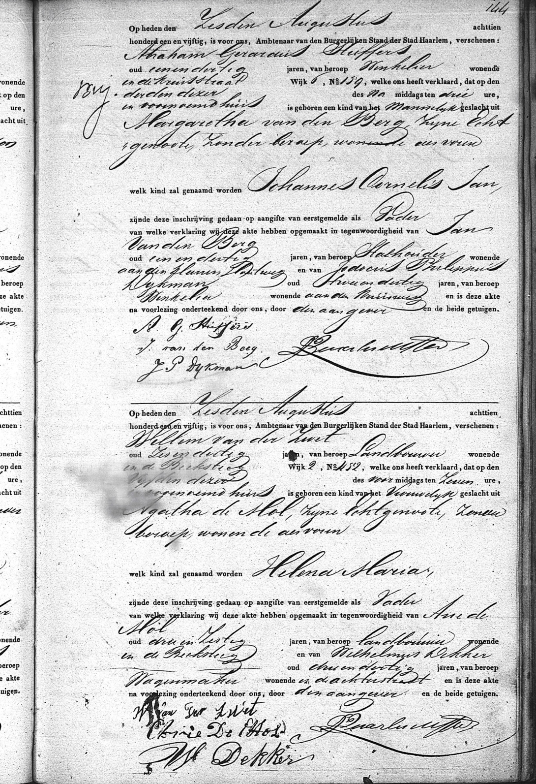 geboorteakte Helena Maria van der Zwet (Haarlem)