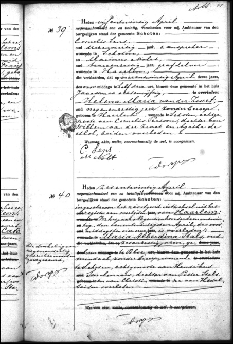 death certificate Helena van der Zwet (Schoten)