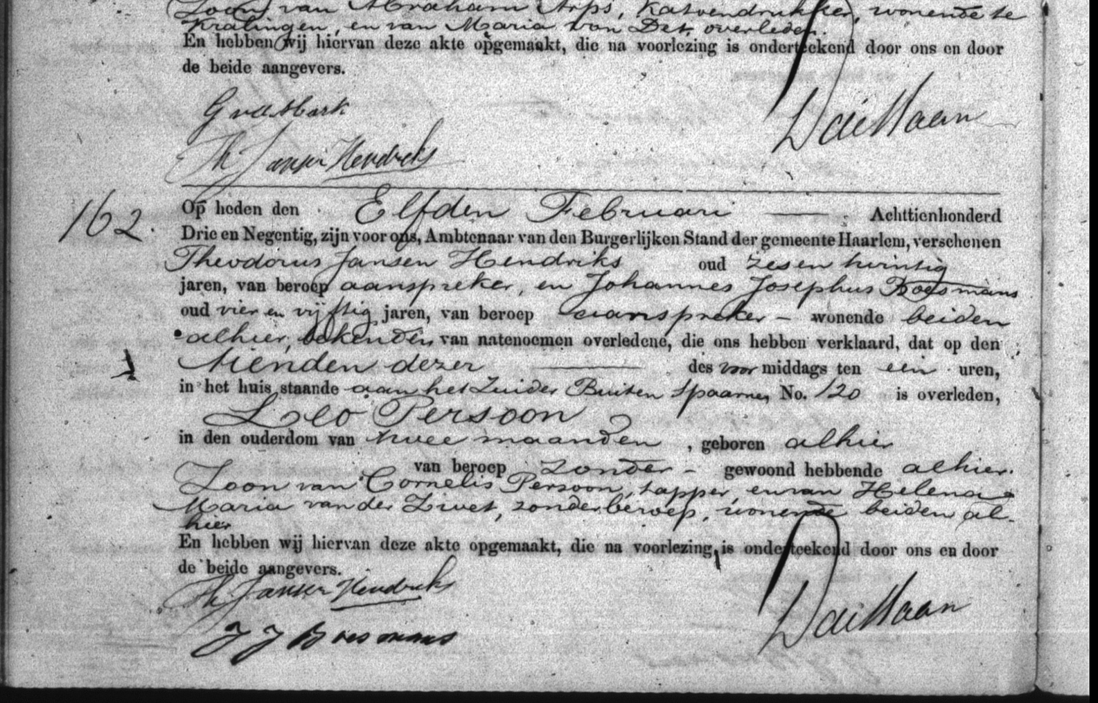 death certificate Leo Persoon (Haarlem)