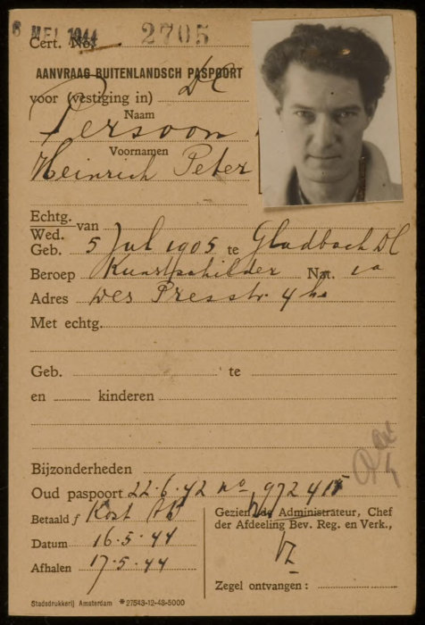 paspoortaanvraag Heinrich Peter Persoon (Amsterdam)