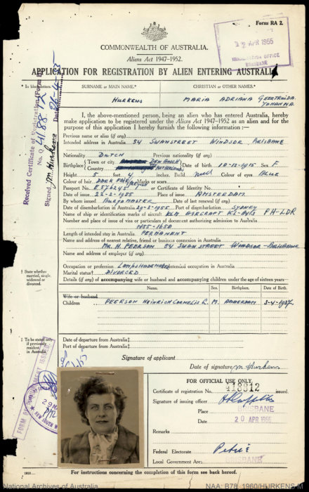 immigratie- en vreemdelingendossier Maria Hurkens (NAA)