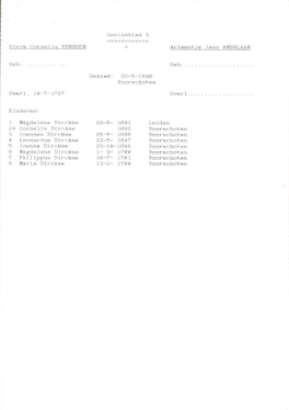 Gezinsblad 3 Genealogie familie Persoon